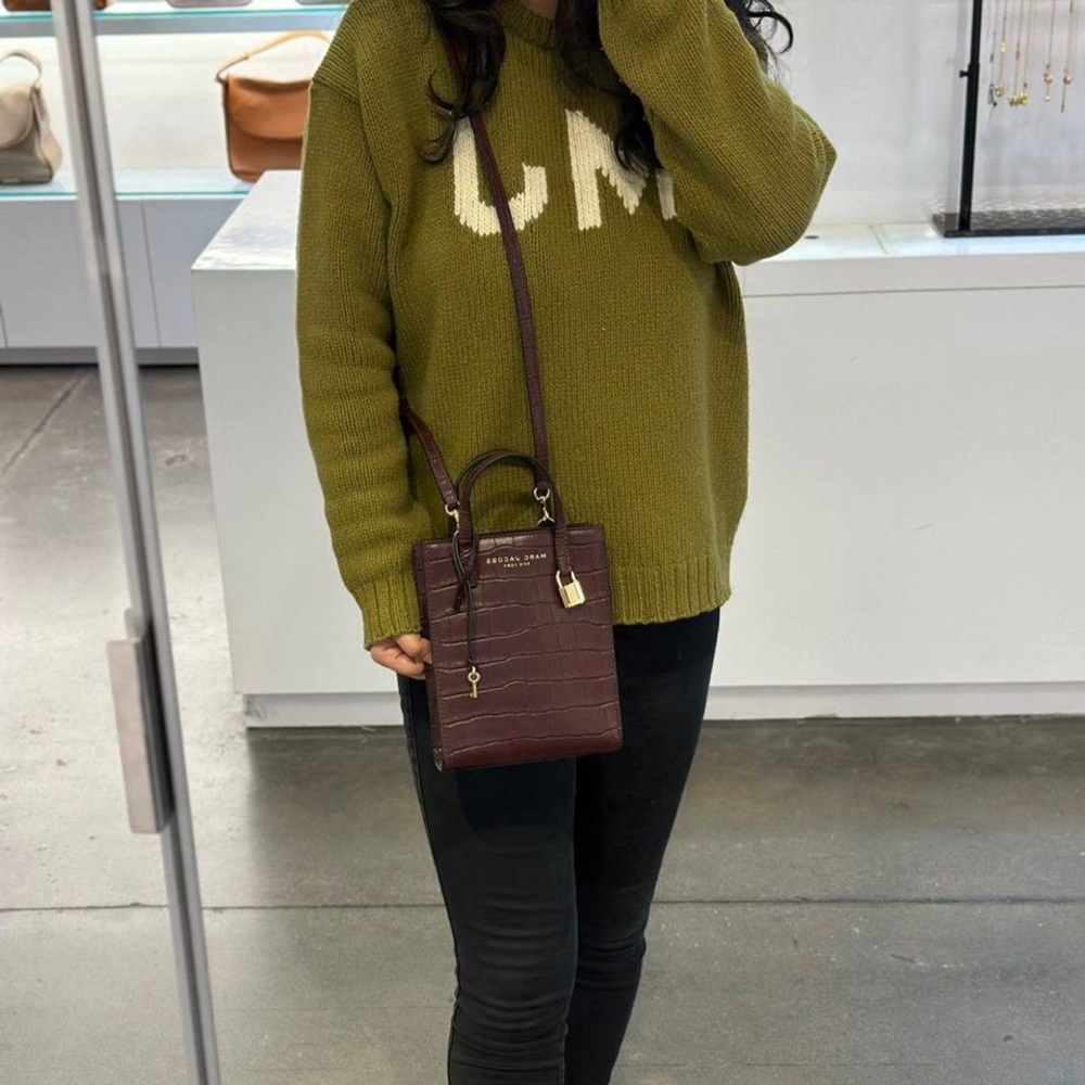 MARC JACOBS Dark Green Croc Embossed Leather Mini Crossbody Micro Tote Bag - Picture 5 of 15